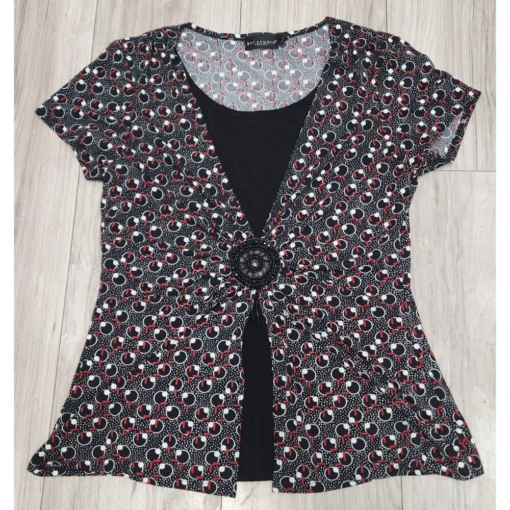 Bay Studio Career Short Sleeve Casual Shirt Women's Size M